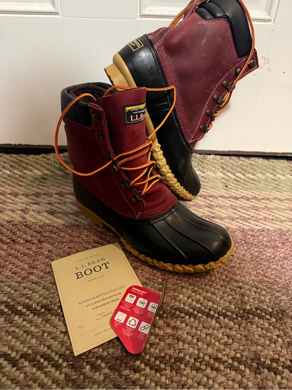 L.L.Bean Bean Boots Duck Boots Burgundy/Black Leather Rubber Lace-Up Women’s 9 M